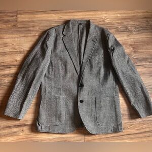 J.Crew Thompson Blazer 46R 53% Wool Glen Plaid Prince of Wales Check Gray